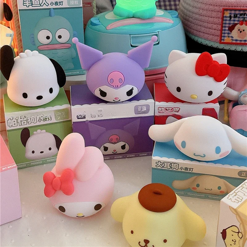 Sanrio Anime Hello Kitty Melody Cinnamoroll syrenka Hanton silikonowa lampka nocna urocza kreskówka dziecięca lampka dekoracyjna