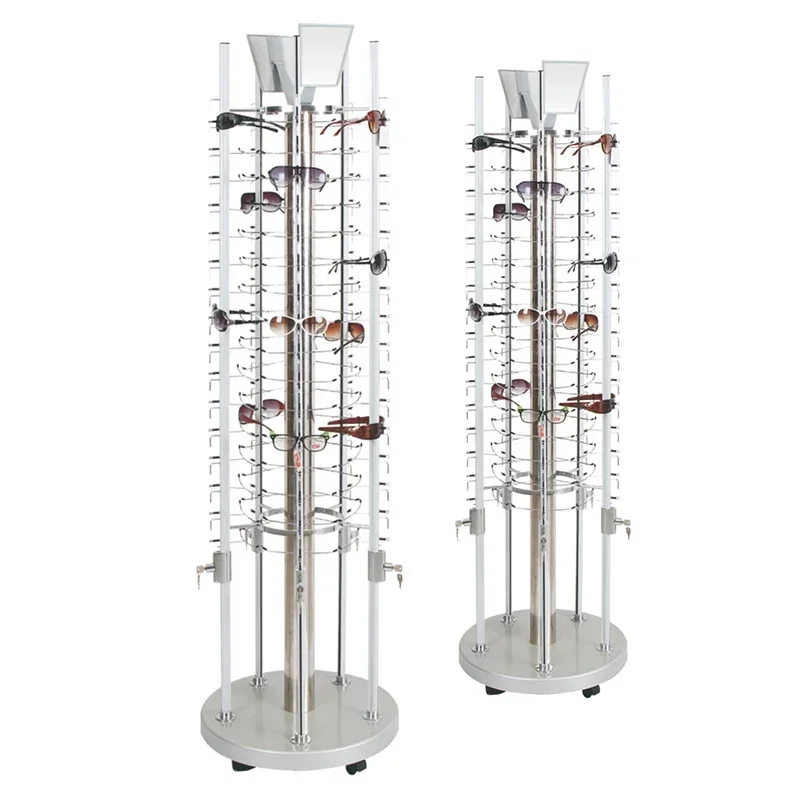 lockable sunglass display racks wall mounted eyeglasses display rods thicker eyewear display stands