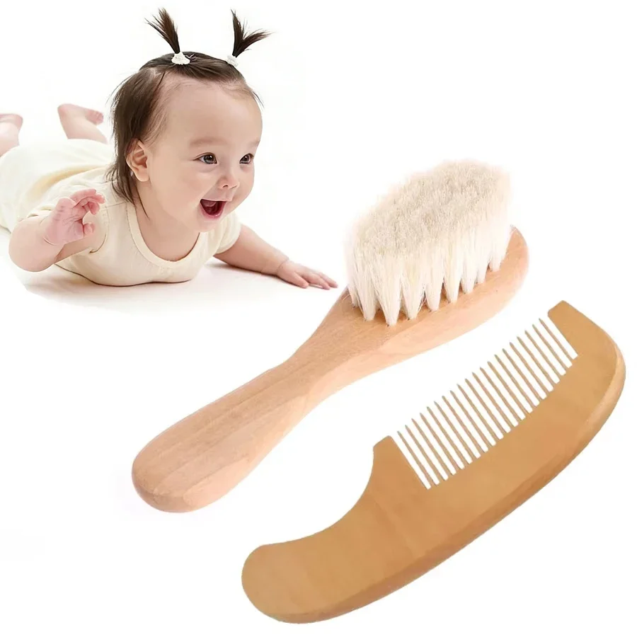 Baby Wood Brush Comb Beech Soft Wool Newborn Comb for Head Massager Baby Cleaning Shower Pure Natur Hairbrush Baby Care