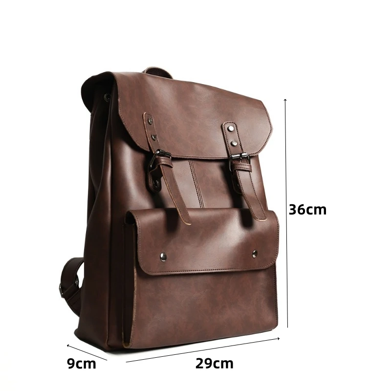 Vinatge Design Men\'s Backpacks Flap Hasp High Capacity Backpack Men Travel Bag High Quality Leather Backpacks School Book Bags