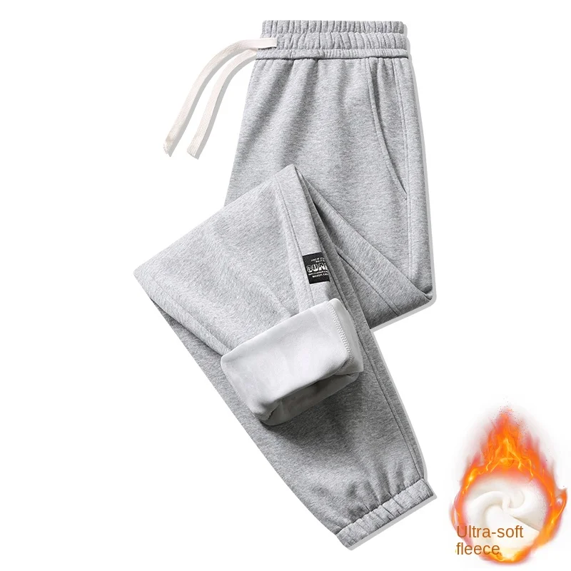 Plus Size Men Super Soft Fleece Lined Jogger Pants Warm Thermal Drawstring Elastic Waist Loose Streetwear Casual Sweatpants