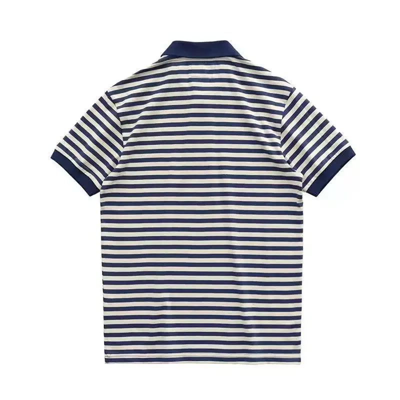 Fashion Stripes Polo Shirts New Polyester Cotton Short Sleeve Casual Mens T-shirt Sailor Striped Shirt Telnyashka Top