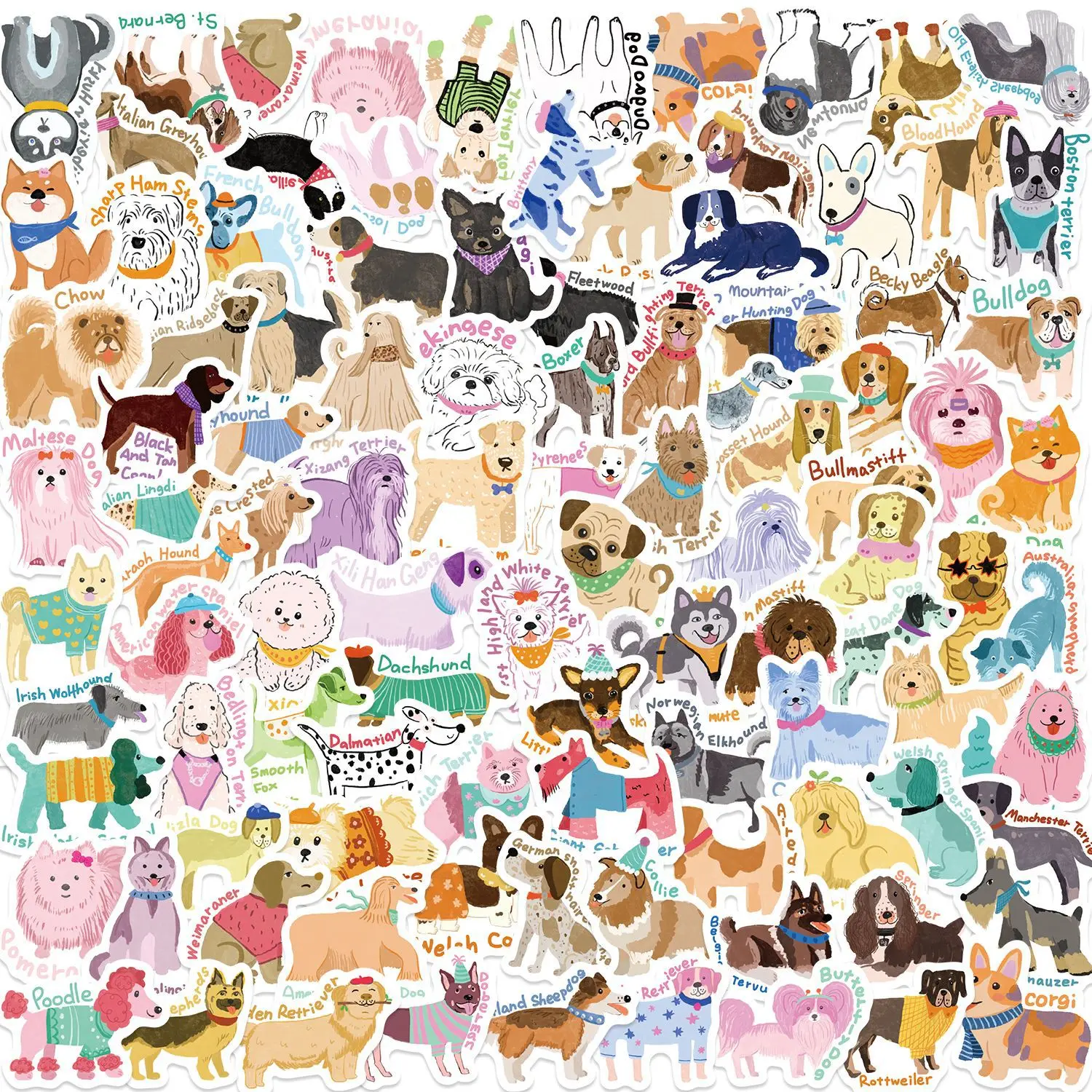 100PCS Cute Dog Graffiti Sticker for Children Gift Toy Phone Laptop Water Cup Stationery Sticker diy Decor Waterproof Decals