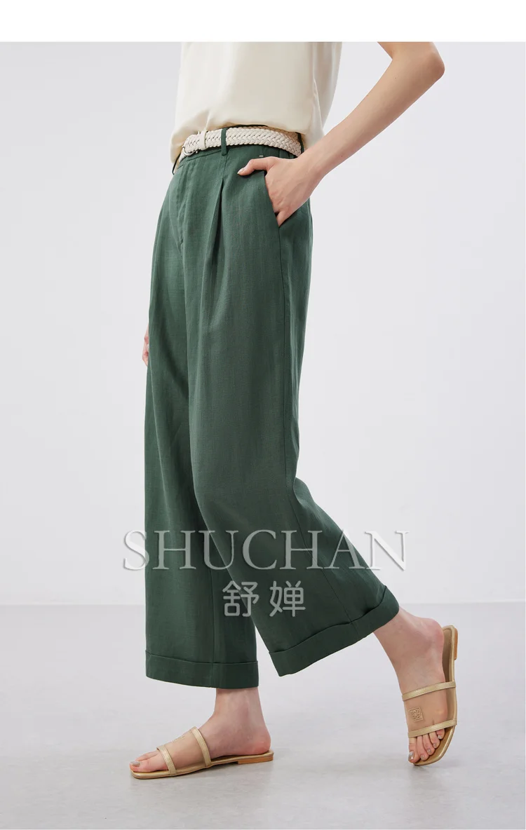 

Lyocell + Linen Thin Nine-point Straight-leg Pants Pantalones Mujer Verano 2024 Trousers Women korean style