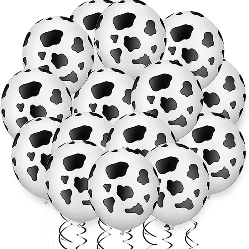 15pcs Black White Cow Print Latex Balloons for farm theme birthday party decorations Cowboy Theme Party Baby Shower Supplies