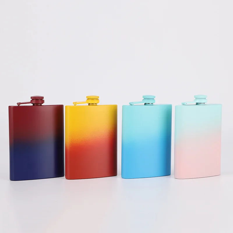 6OZ colorful Portable 304 SS Flagon black Whiskey Vodka Wine Pot Hip Flask Alcohol Drinking Bottle bar party outdoor utensil