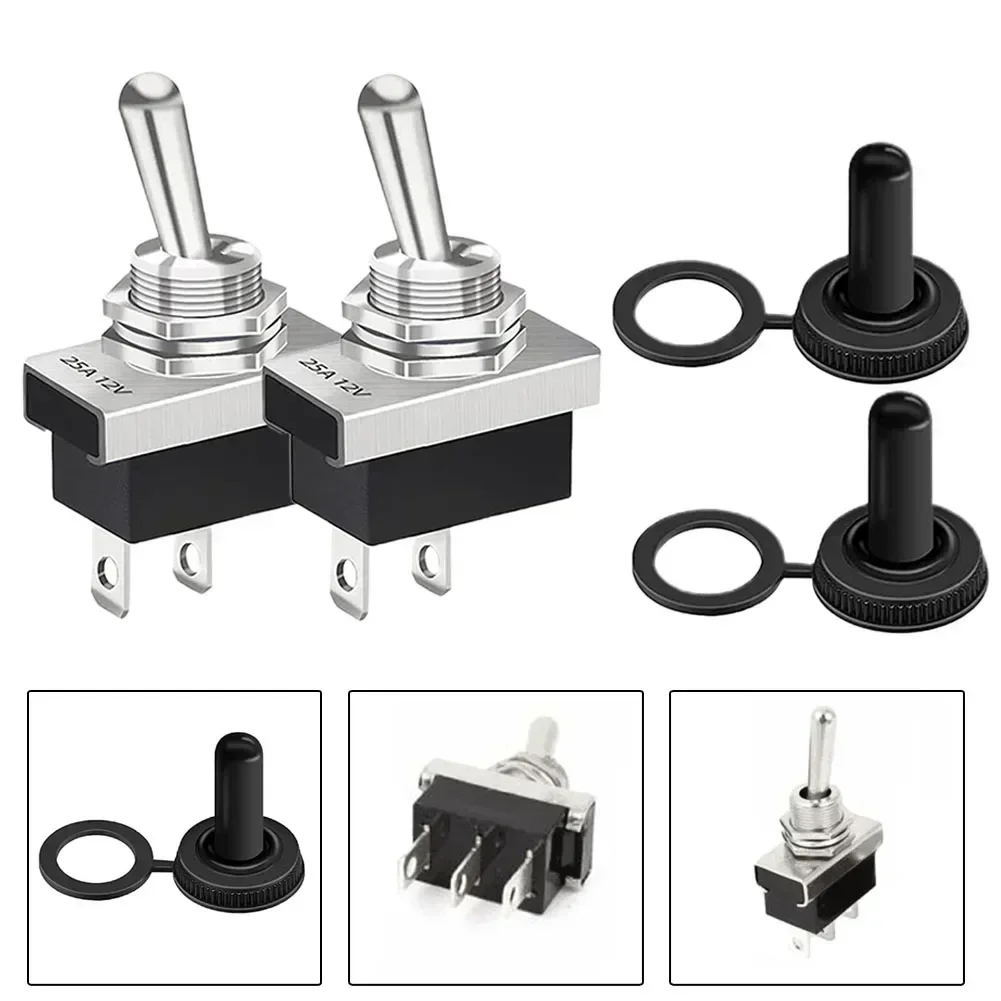 Toggle Switch KN3D-101 Toggle Switch 2Pcs On/Off 12V 25A with 2 Connector Pins and Waterproof Cap