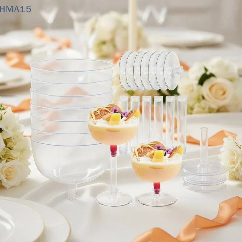 【YA】10Pcs Disposable Clear Plastic Champagne Flutes Portable Shatterproof Goblets for Birthday Banquet Holiday Party