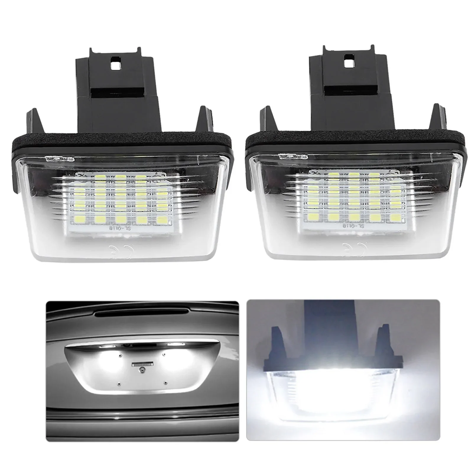 2pcs 18 LED Left&Right Car License Plate Light Lamp for Citroen C3 2002‑2009