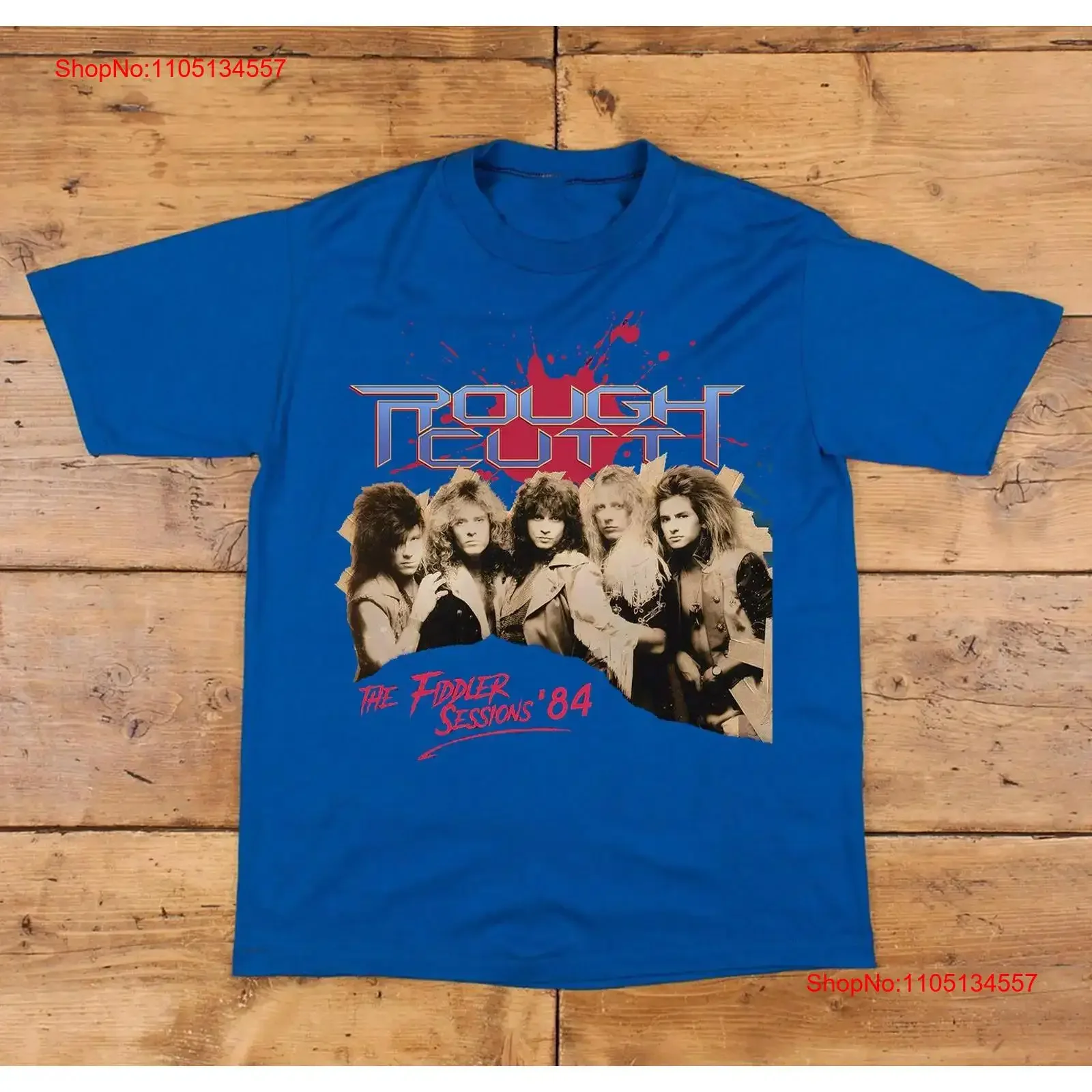 Rough Cutt The Fiddler Sessions '84 Cotton Blue All Size T Shirt vintage Washed Breathable Soft Comfortable Casual