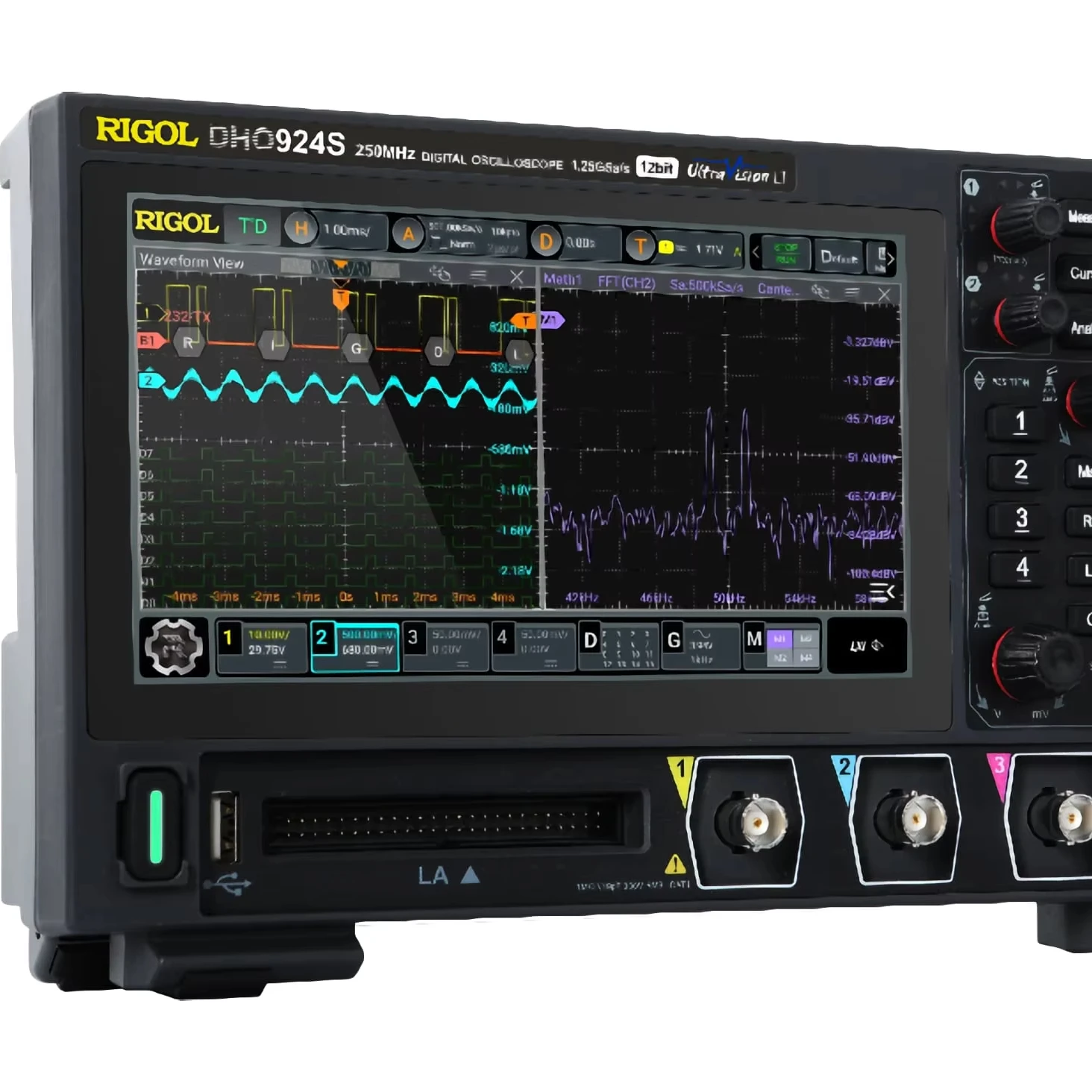 DHO914/914S/924/924S 4Channel 125/250MHz Digital Oscilloscope 12 Bit 1.25GSa/Sec 50MPts Depth
