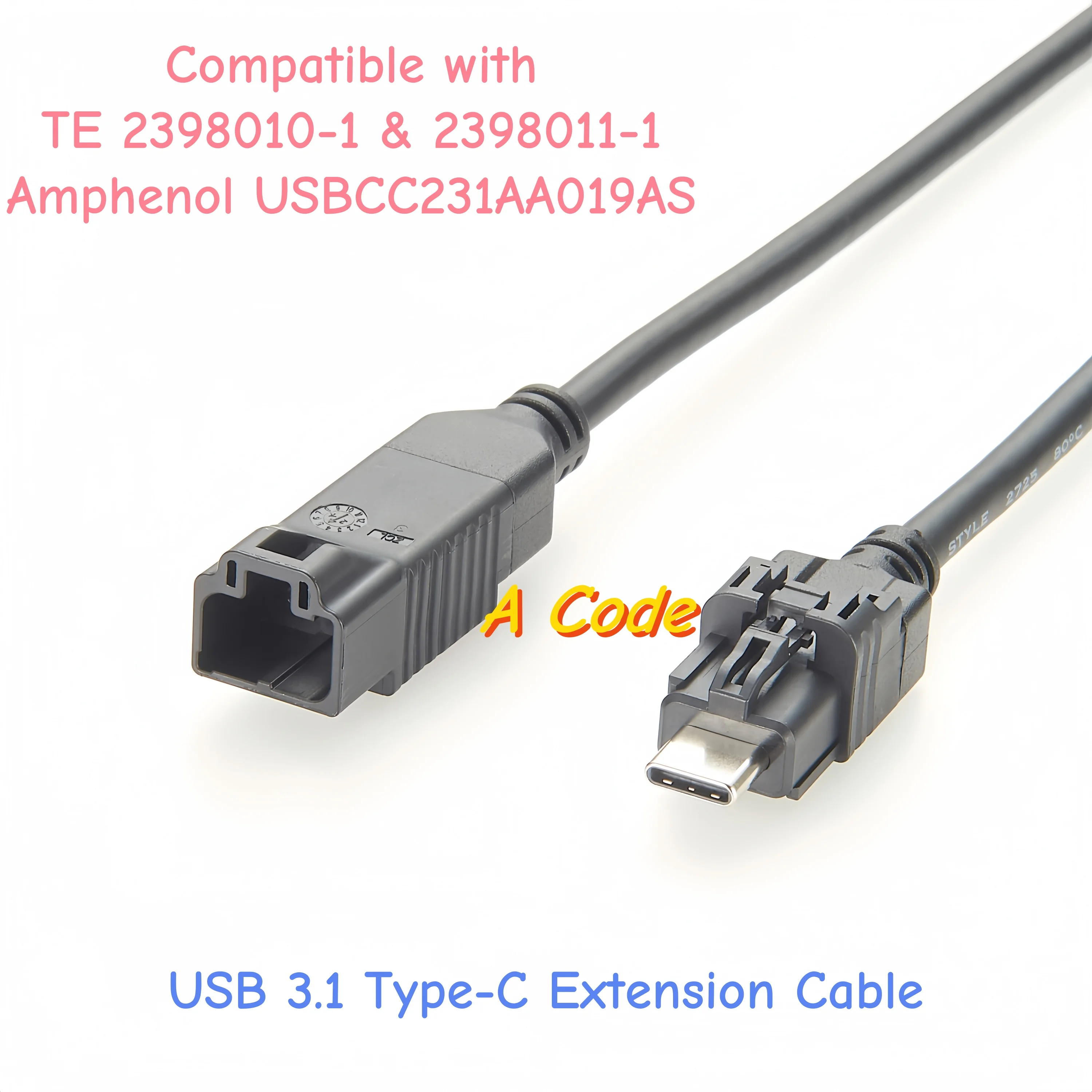 

Автомобильный удлинительный кабель USB 3.1 Type-C, совместимый с TE 2398010-1 и 2398011-1, кабель Amphenol USBCC231AA019AS Mini HSBridge, 1 м