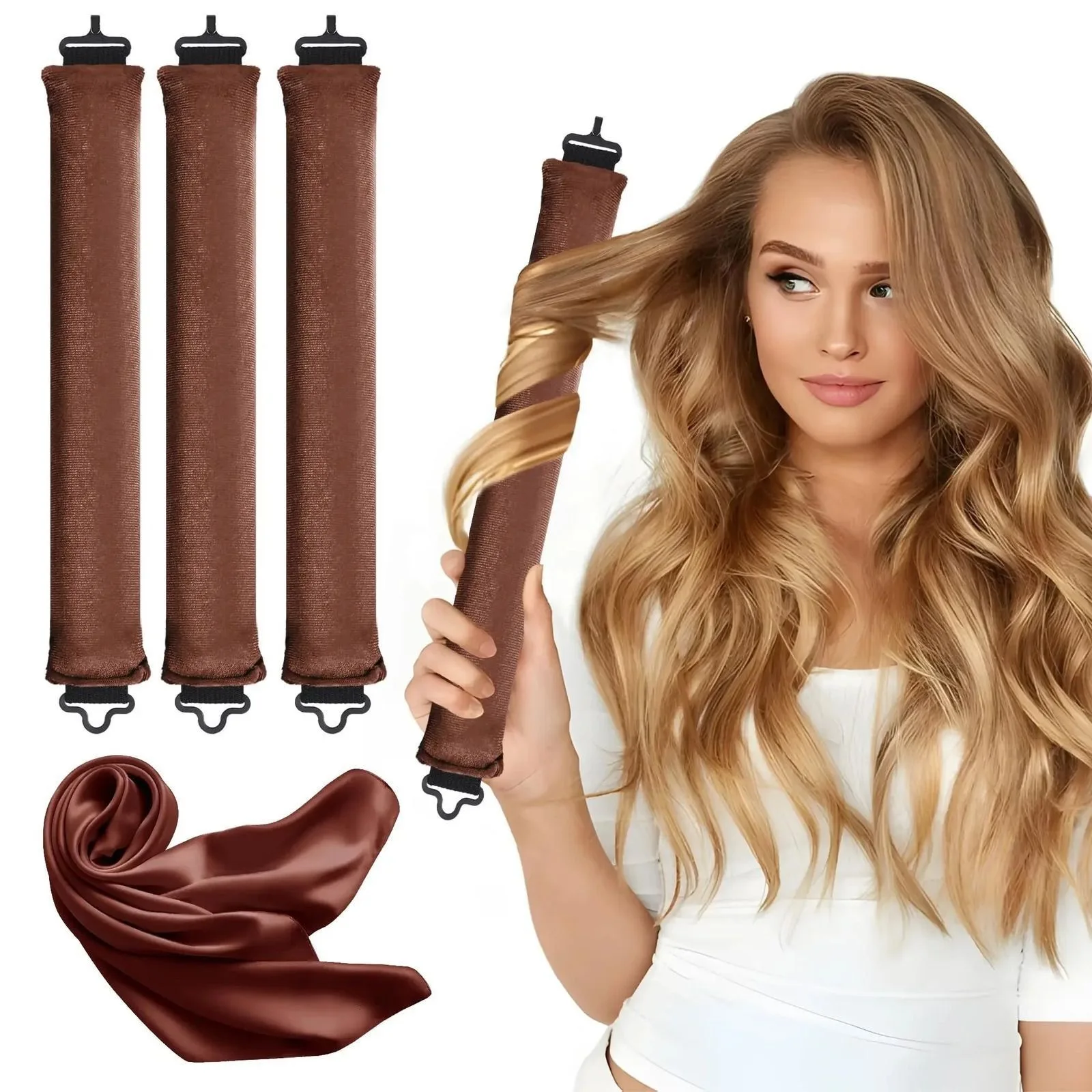 Heatless Lockenwickler, 27 cm, schlaffreundlicher, hitzefreier Lockenstab, großer Wellen-Lockenstab mit 3,5 Durchmesser