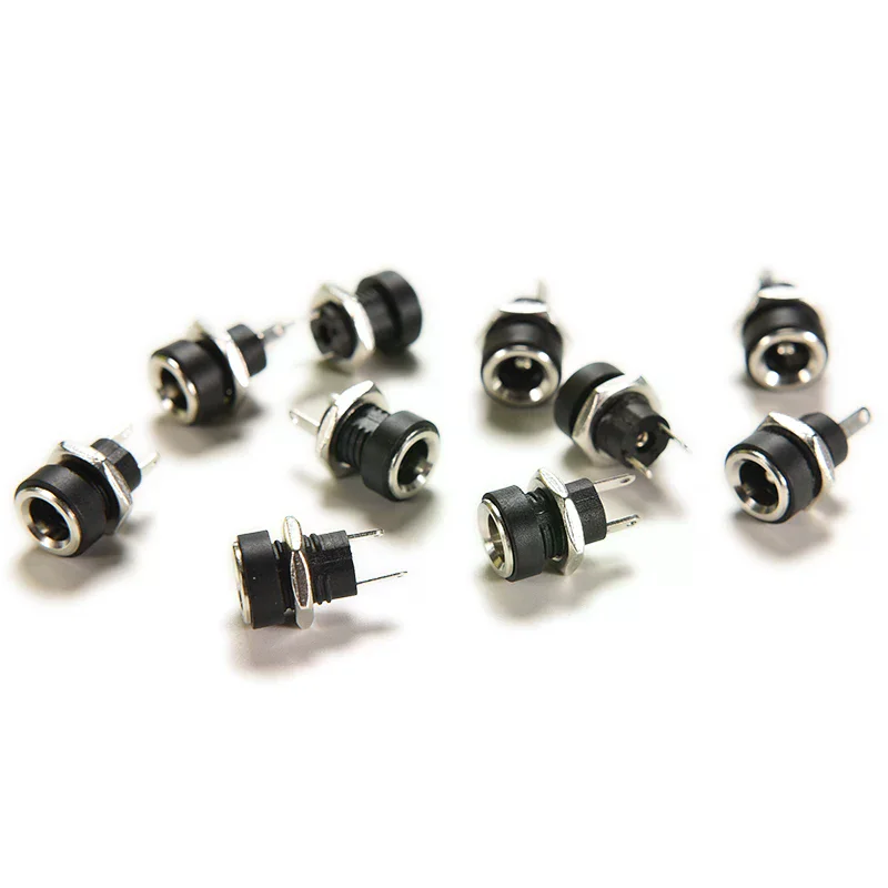 /TPz/10pcs DC Power Supply Jack Socket Female Panel Mount Connector 5.5 x 2.1mm