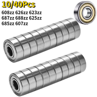 10-40Pcs Ball Bearings 608ZZ 623ZZ 626ZZ 687ZZ 607ZZ Deep Groove Miniature Bearings for Skateboard Scooter 3D Printers Bearings