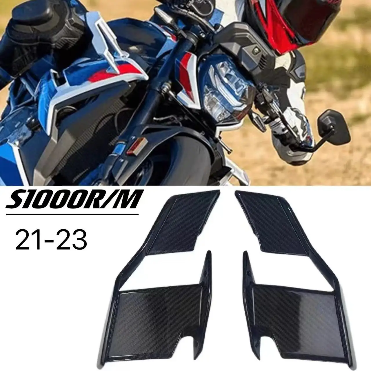 

Motorcycle Front Fairing Winglets Side Winglet Aerodynamic Wing Kit Spoilers For BMW S1000R M1000R 2021-2023 Windshield Spoiler