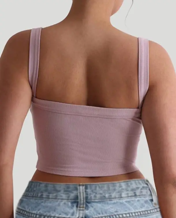 2026 جديد بلون المرأة الرياضة اليوغا بروتيل ، بلون منخفضة قطع ساحة الرقبة ضيقة مكشوف السرة سترة دون أكمام