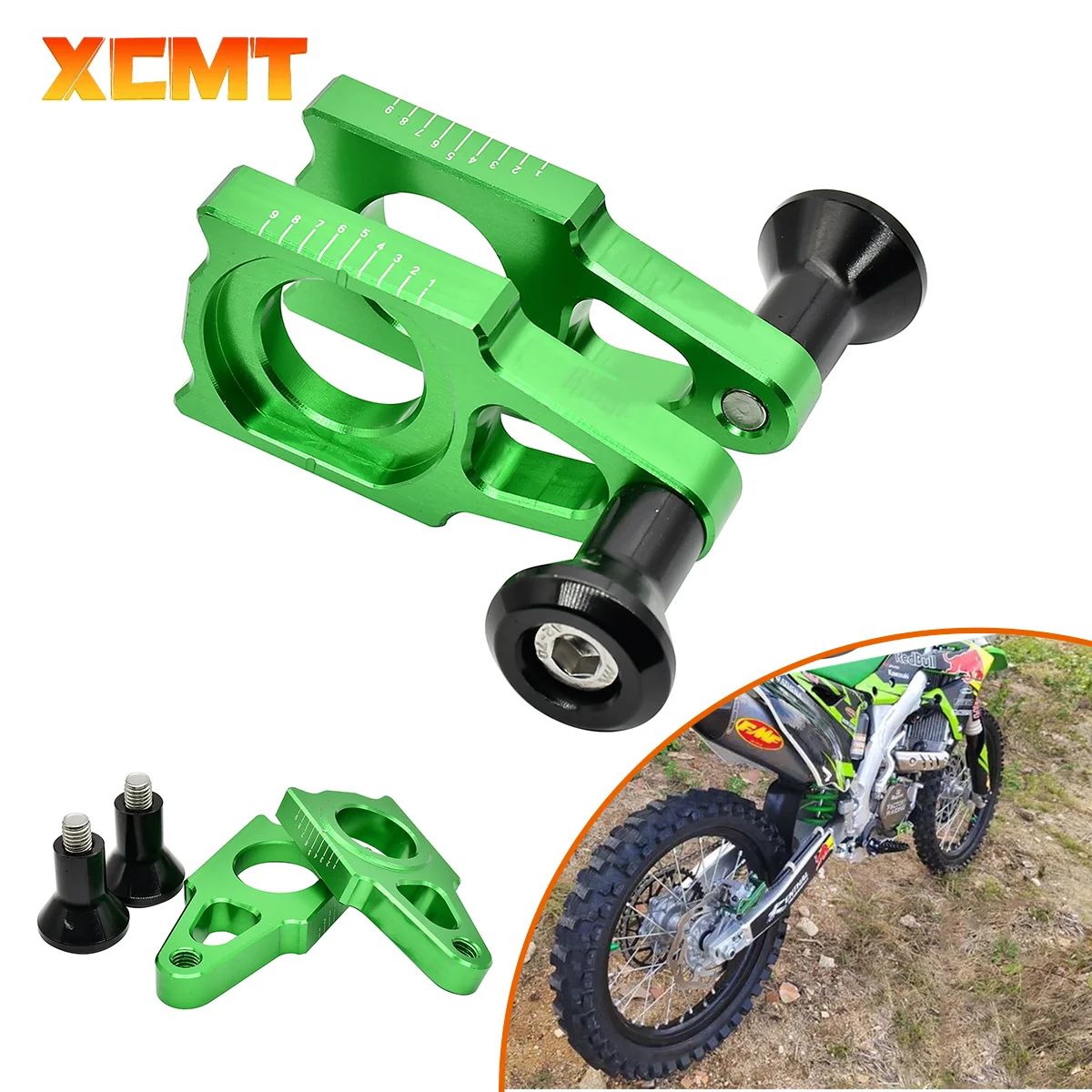 Motocycle For Kawasaki CNC Rear Axle Blocks Chain Adjuster KX 125 250 250F 450F KX125 KX250 KX250F KX450F KLX450R 2003 2016 2018