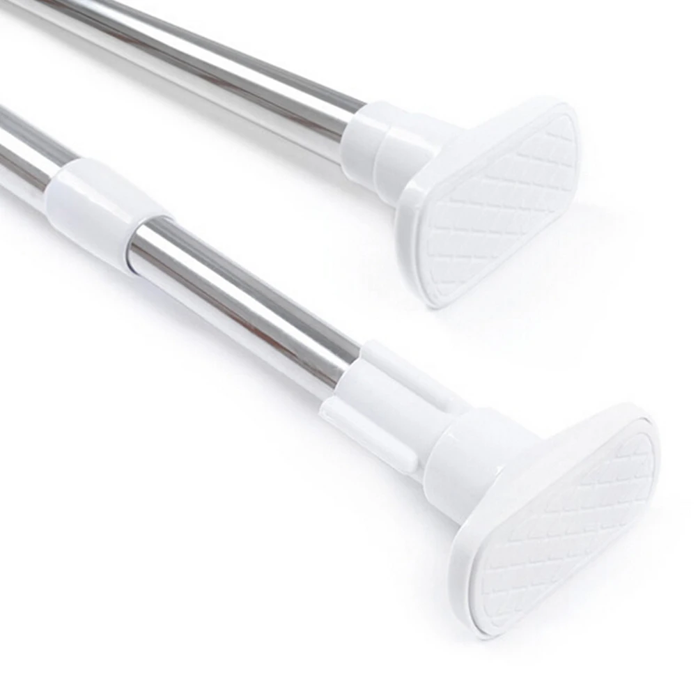 

Adjustable 50-80Cm Shower Curtain Rod Stainless Steel Telescopic Bath Curtain Pole Tension Bar For Wall Door White