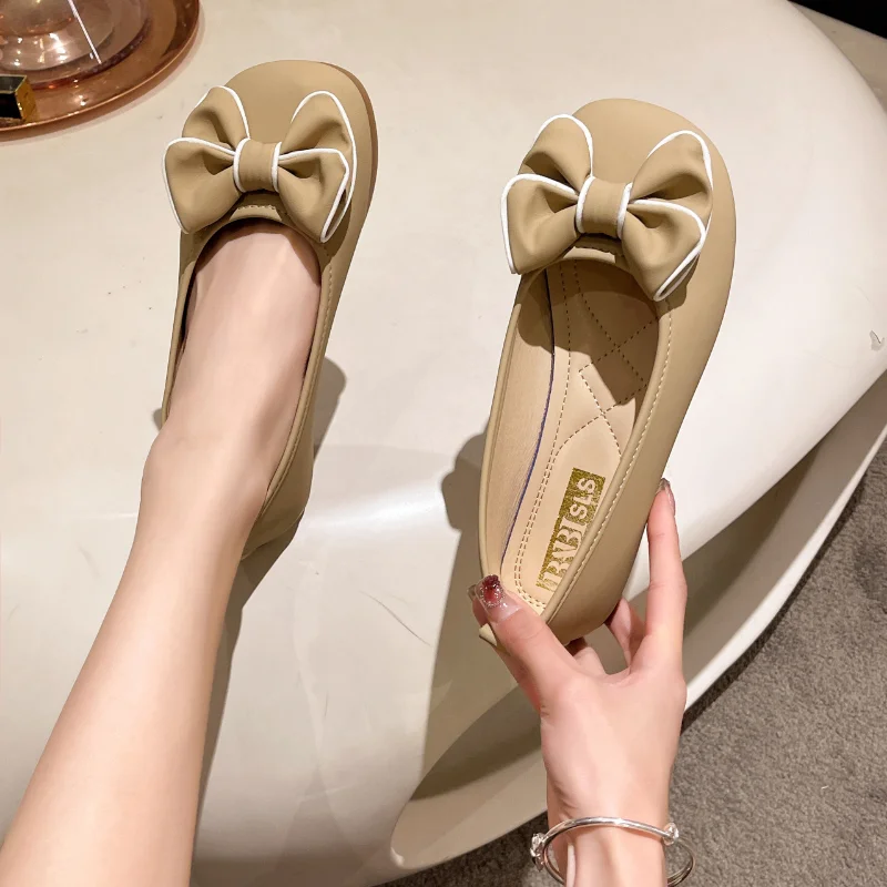 2023 Women Boat Shoes Bow Casual Shoes Woman Flats Slip on Flat Shoes Candy Color Breathable Shoes Women Flat Shoes Size 35-40