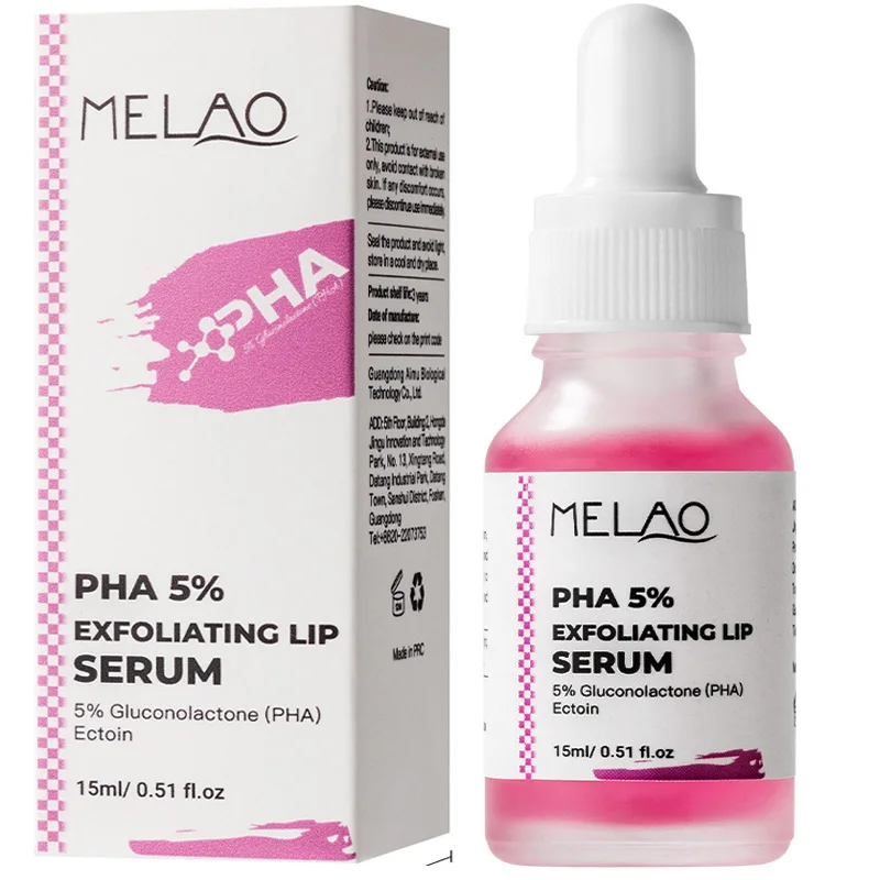 PHA 5% Exfoliating Lip Serum Gentlefor Dry,Flaky Lips,Hydrating Lip Exfoliator &Primer for Smoother, Softer & Plump-Looking Lips