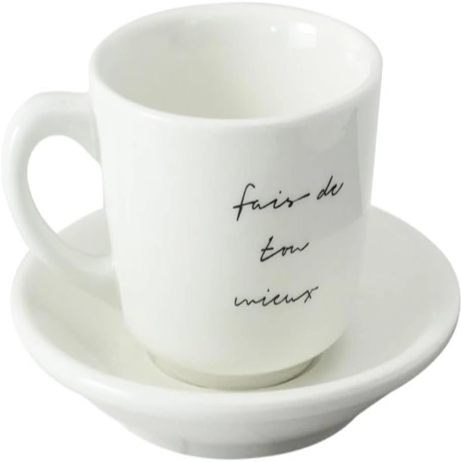 Elegant and Stylish Retro White Latte Cup and Saucer Set - Vintage English Ceramic Coffee Mug for Milk Tea - Chic and Fashionabl