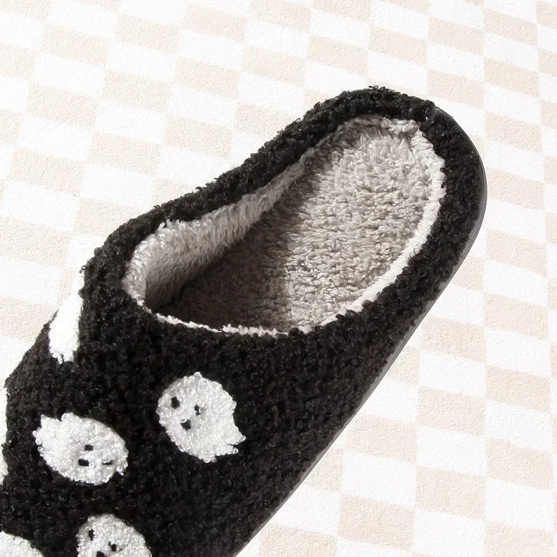 Halloween Ghost Slippers Scream Cotton Slipper Home Flat Indoor Shoes Non-slip Thickened Women Men Skull Slippers Halloween Gift