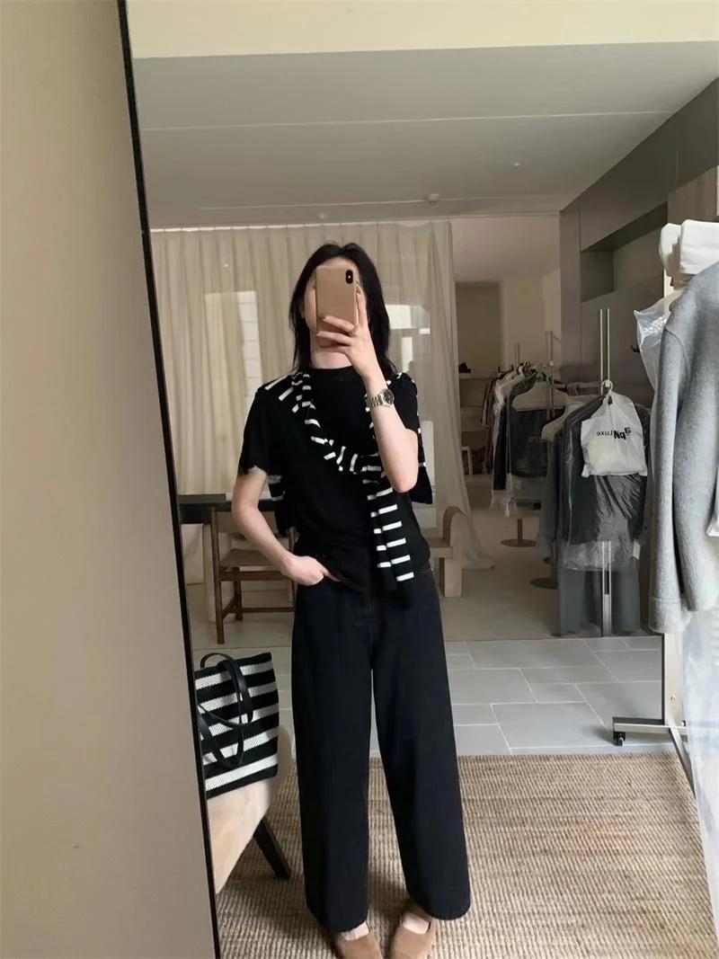 تي شيرت أبيض غير رسمي ort Sve للسيدات بياقة عالية METWO 2062 أوائل الخريف جديد Sle تخفيف Sle فضفاض مناسب للسيدات