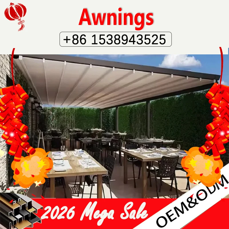 Outdoor Aluminum Alloy Folding Courtyard Terrace Outdoor 6x3 Meters Pavilion Awning Pavilion Flower Stand Sun Room Awning