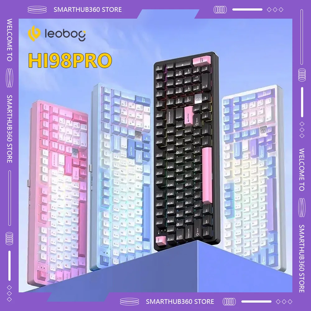 New Leobog Hi98Pro Mechanical Keyboard 3Mode Bluetooth Wireless Aluminum Customized Hot Swap Gasket PC Laptop Game Accessories