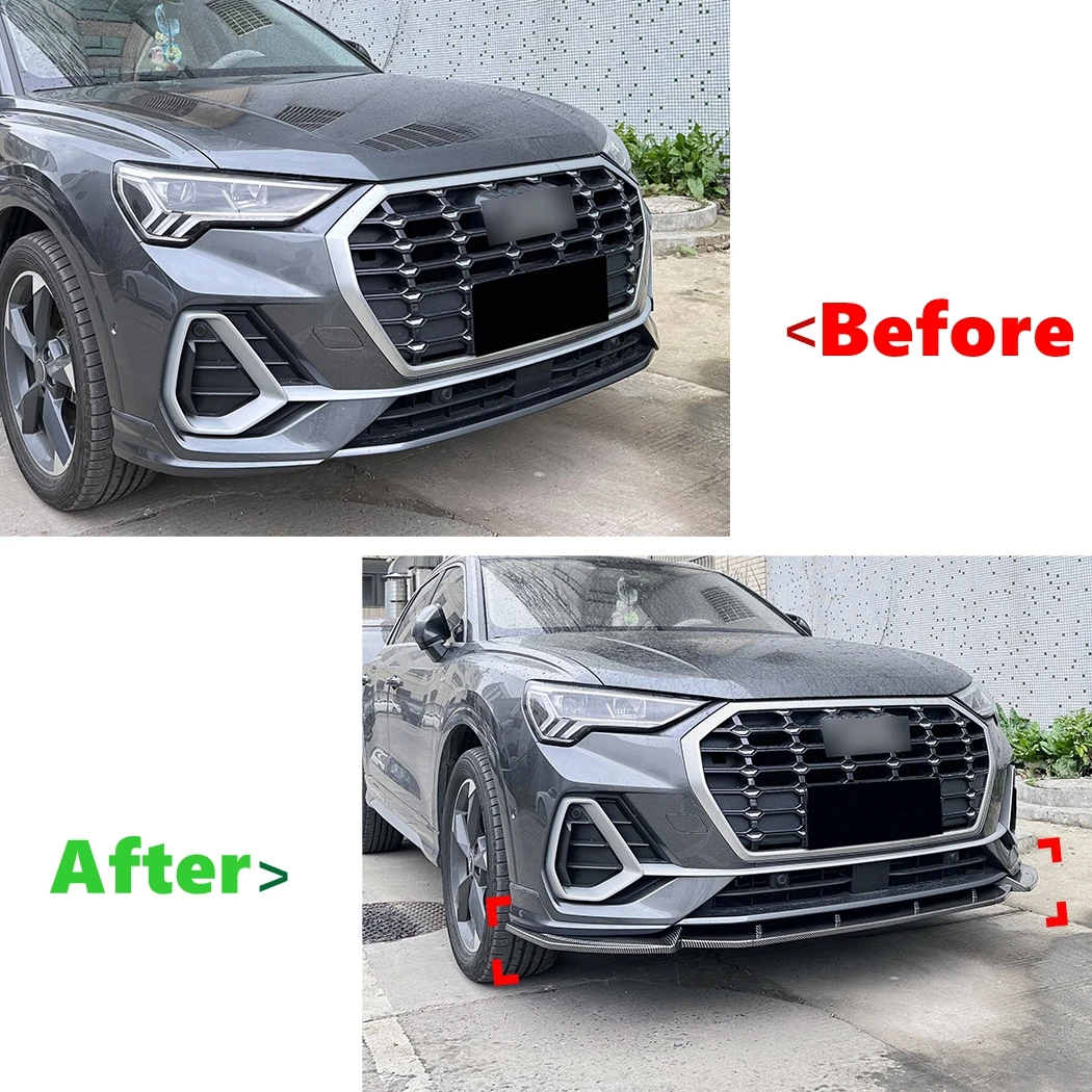 Car Front Bumper Lip Spoiler Diffuser Splitters Body Kit Aprons Guard For Audi Q3 F3 Sline 2019 2020 2021 2022 2023 2024