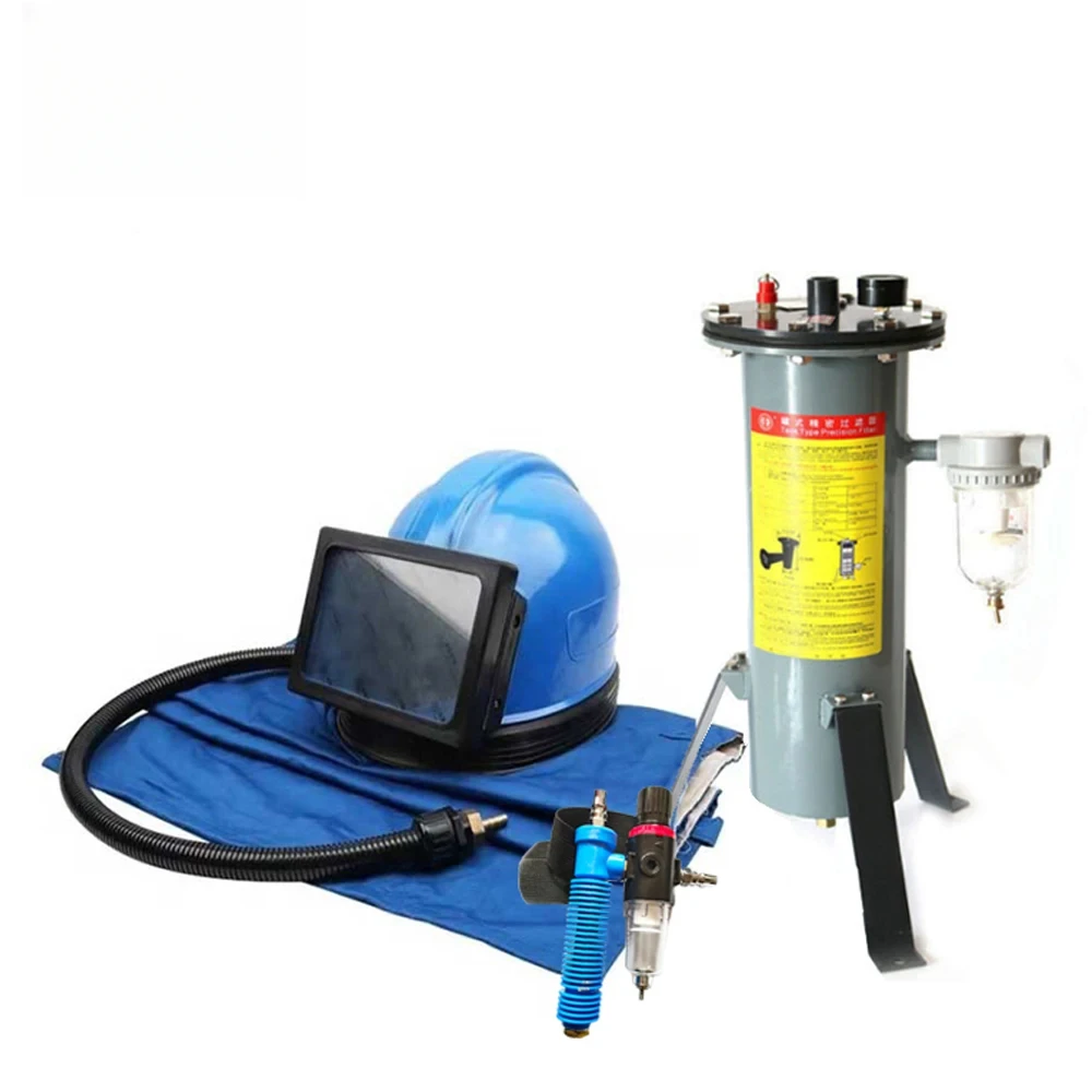 Sandstrahl-Umhanghelm mit Atemwegskontrolle und Filtersystem