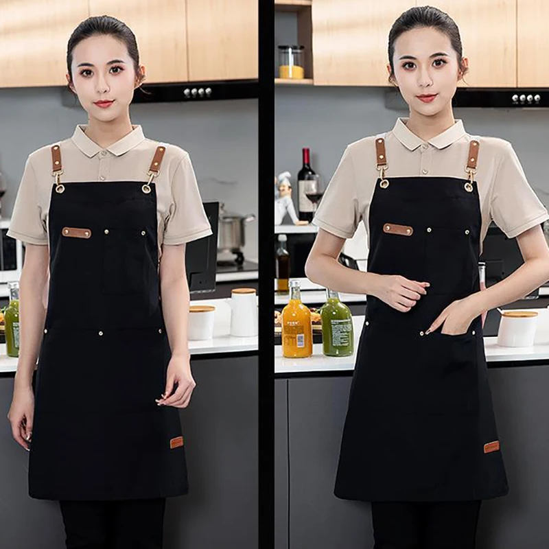 Kitchen Apron Women Household Cleaning Things Logo Printing Chef Waiter Uniforms Restaurant Hotel Barber Mandiles Waterpoof Bibs