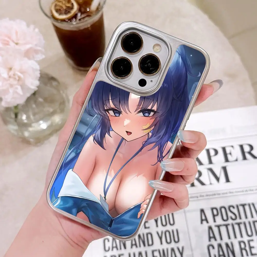 

Blue Archive Yuuka Silver Plating Mobile Phone Case for iPhone 17 16 15 14 13 12 11 Air Pro Max Plus Colorful Cover