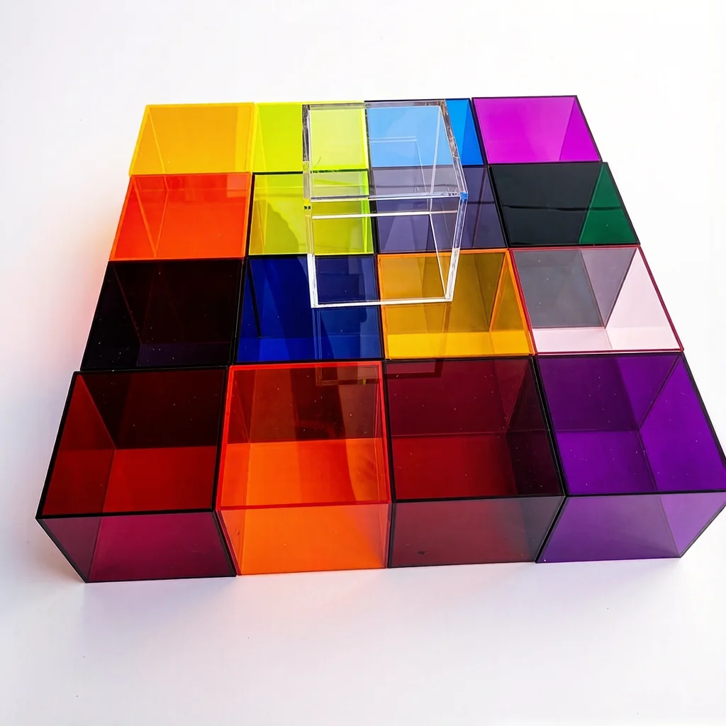 Customized Colorful 6x6cm Acrylic Cube Box Display Stand Rack for Cosmetics Jewelry Figures Toys Collectibles Display Riser Tray