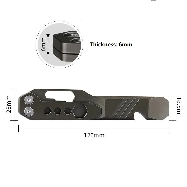 Titanium Alloy Pry Bar Crowbar Bottle Opener Outdoor Multi Tool with Pocket Clip