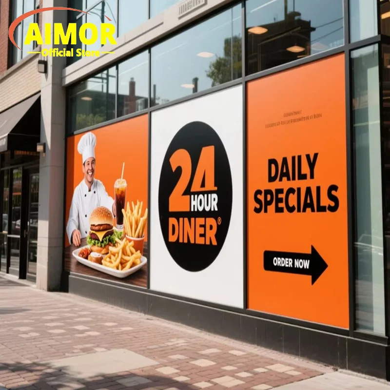 AIMOR Custom Logo PVC Glass Film Stickers Wholesale Various Materials for Advertising and Decoration Mall Store Glass Doors