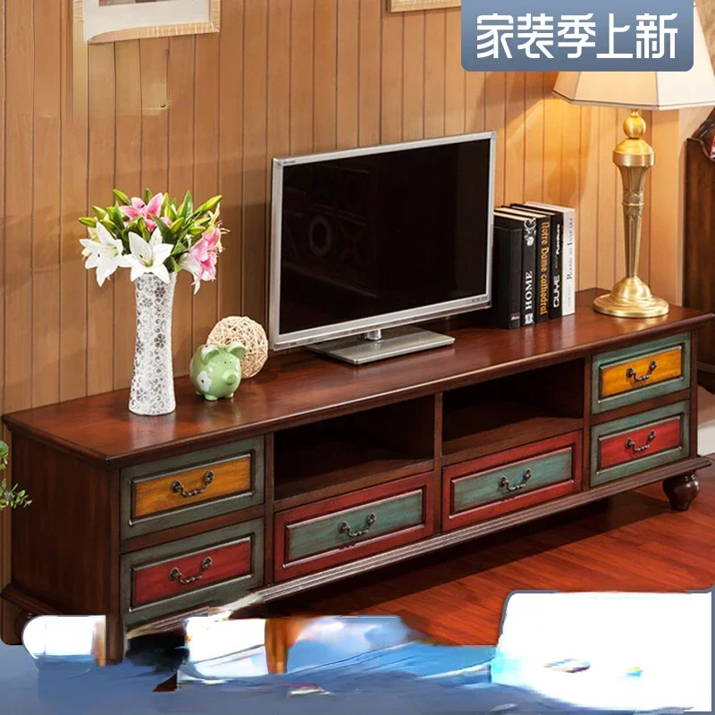 

TV Cabinet American Simple Living Room Six Bucket Storage Floor Cabinet Low Cabinet Bedroom