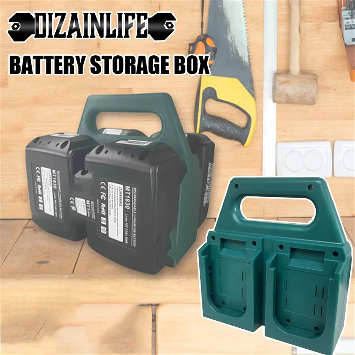 A83Z Lithium Battery Mount Holder for 18V Li-Ion Battery BL1830 BL1860 Equipped with Charging Function EU Plug