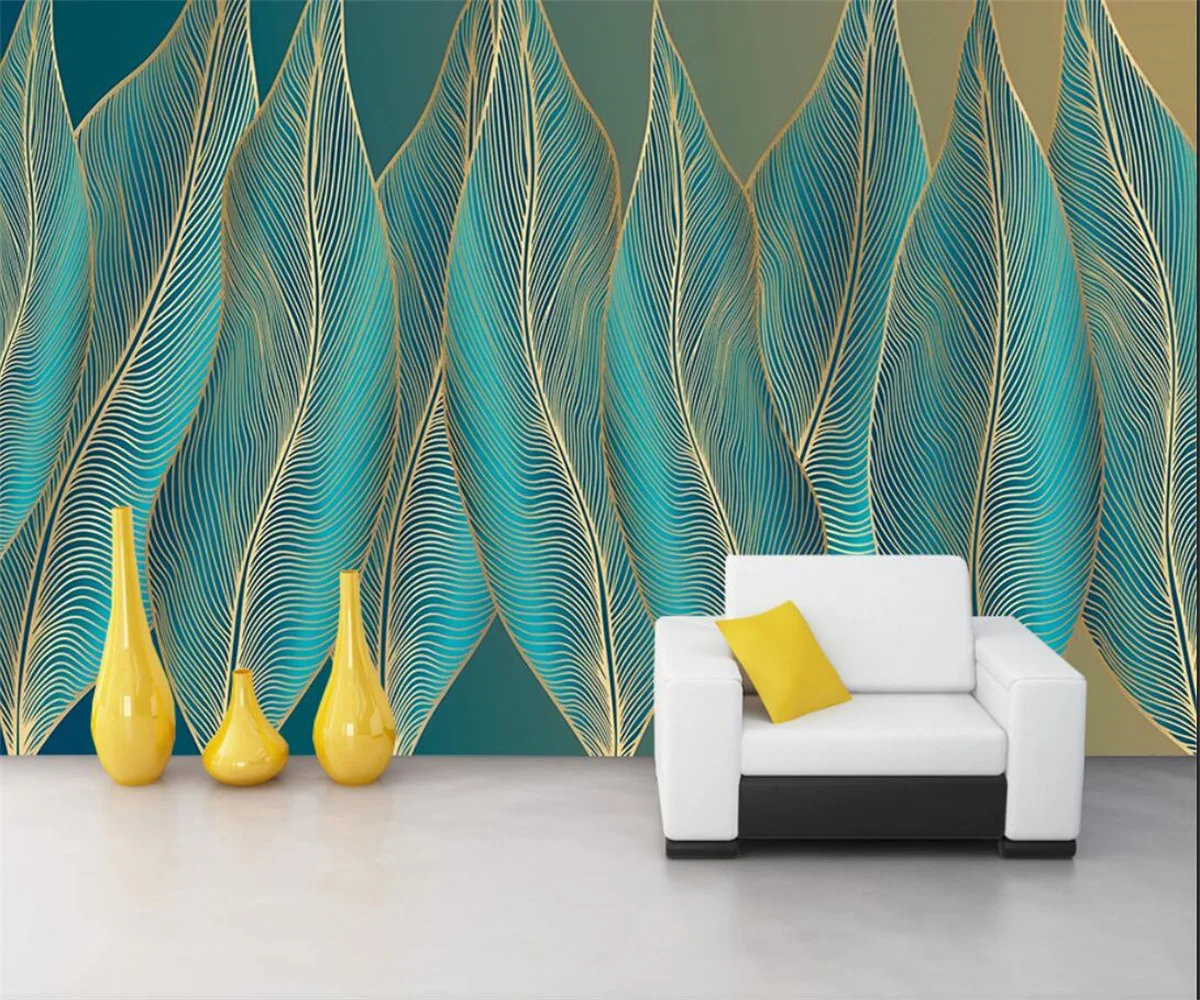 

Custom wallpaper mural Nordic hand-painted rainforest banana leaf palm tree interior Bedroom Living Room decoration Wallpaper