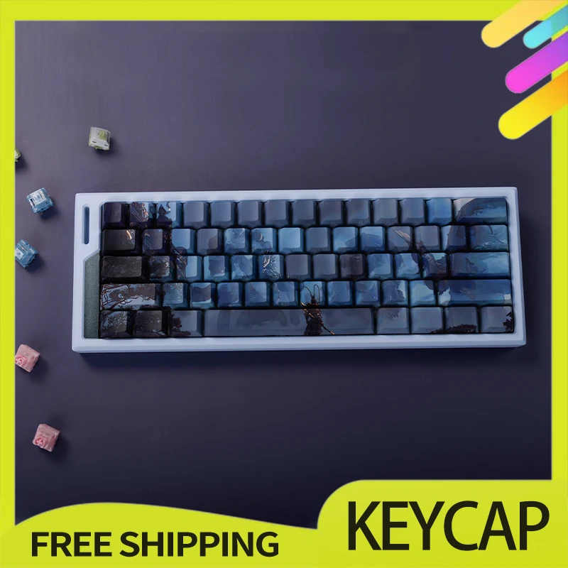 Womier Black Myth Wukong Keycaps 130 Keys Customized Cherry Height Side-Engraved Keycaps Pbt Sublimation Pc Gamer Accessories