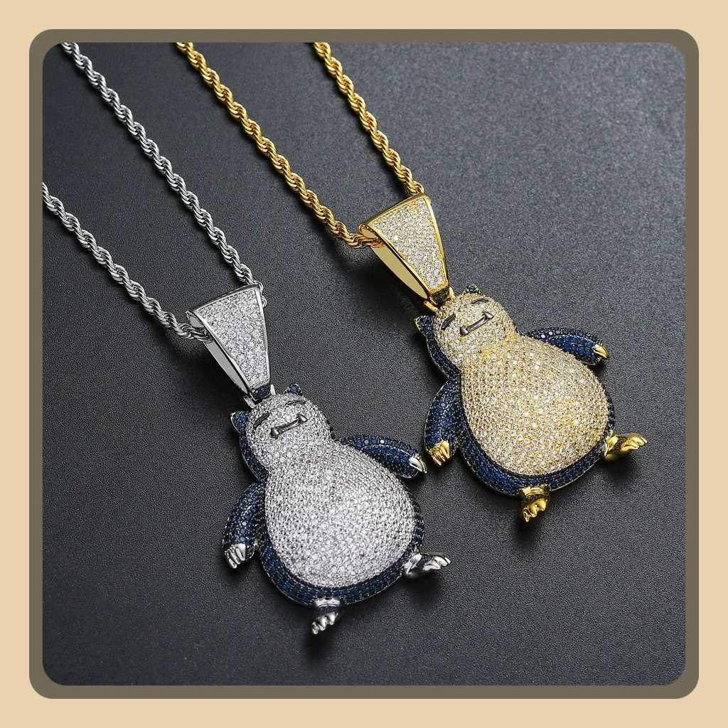 

Anime Diamond Necklace Pokémon Kirbymon Pendant Necklace Men's and Women's Fashion Cuban Chains Children's Gifts