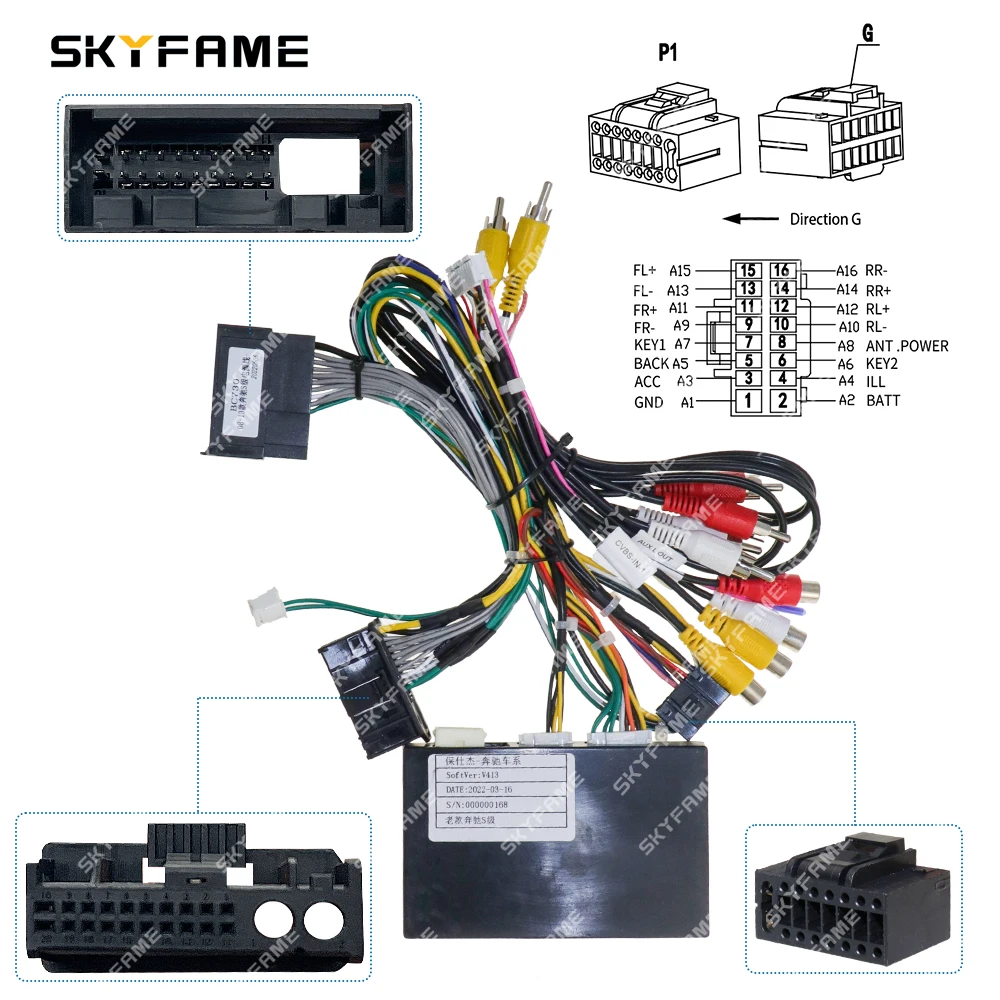 محول الأسلاك تسخير 16pin للسيارات من skyhair فك ترميز صندوق في Canbus لبنز فئة S W221 كابل طاقة راديو يعمل بنظام الأندرويد