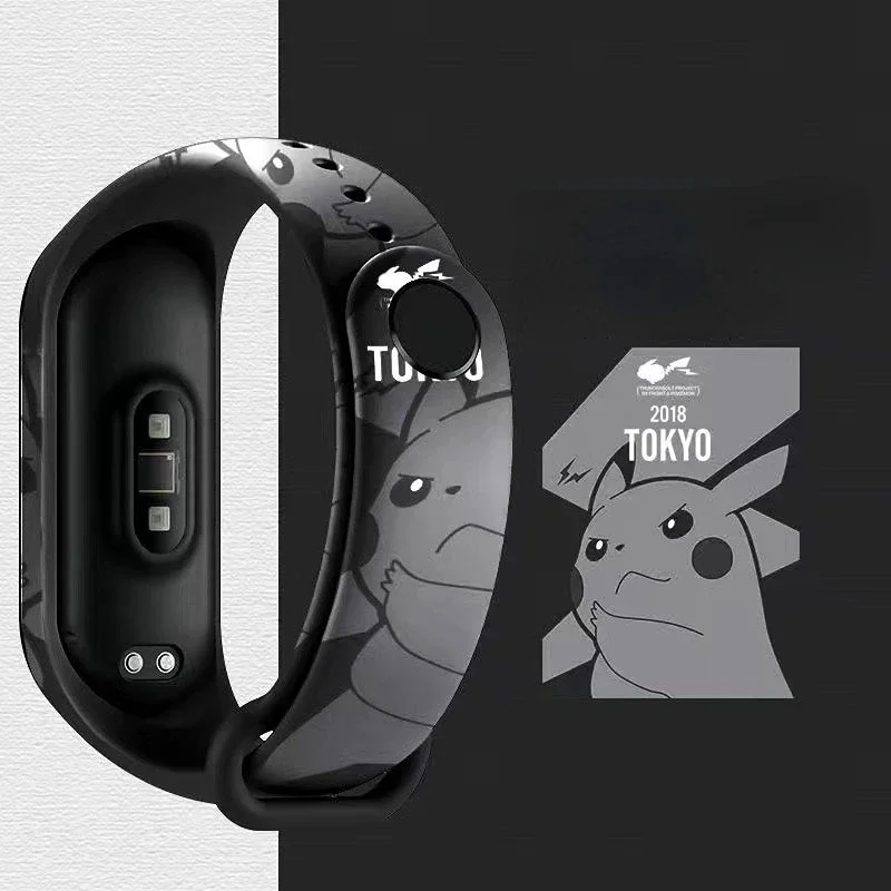 Pokemon Pikachu Millet Strap Mi Band per Xiaomi 7 4 5 6 Cartoon Animation bracciale Strap Tpu cinturino sportivo sostituibile