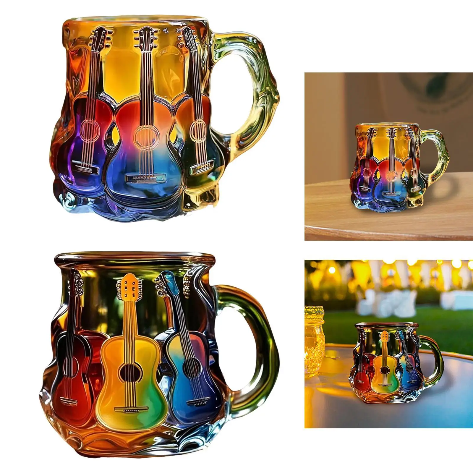 Guitar Coffee Mug Music Themed Lightweight Unique Multifunctional Coffee Cup for Office Living Room Shelf Studio Guitars Lovers