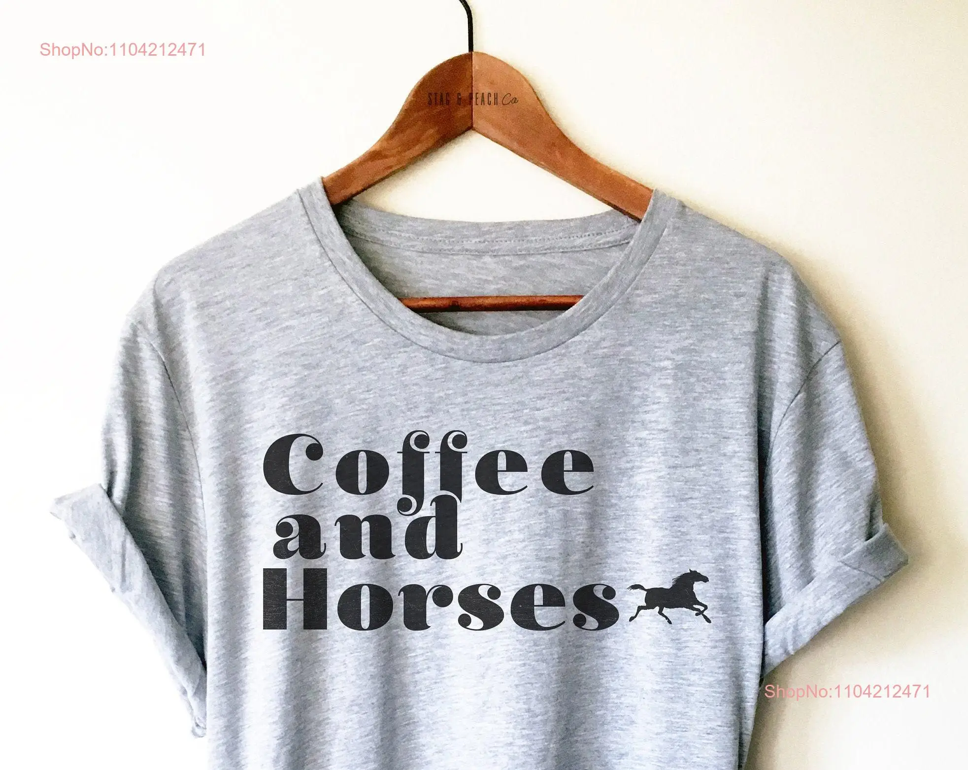 Camiseta de café y caballos, amante de los caballos, jinete ecuestre, manga larga o corta