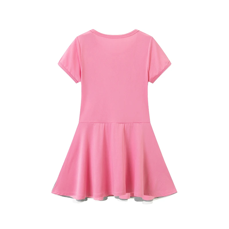 1/3-teiliges Mädchen-Sommerkleid, bequemes Freizeitkleid, süßes und niedliches Kleid mit Schleifendruck, Plissee-Kleid, Rundhals-Knielanger Rock – Detail 13