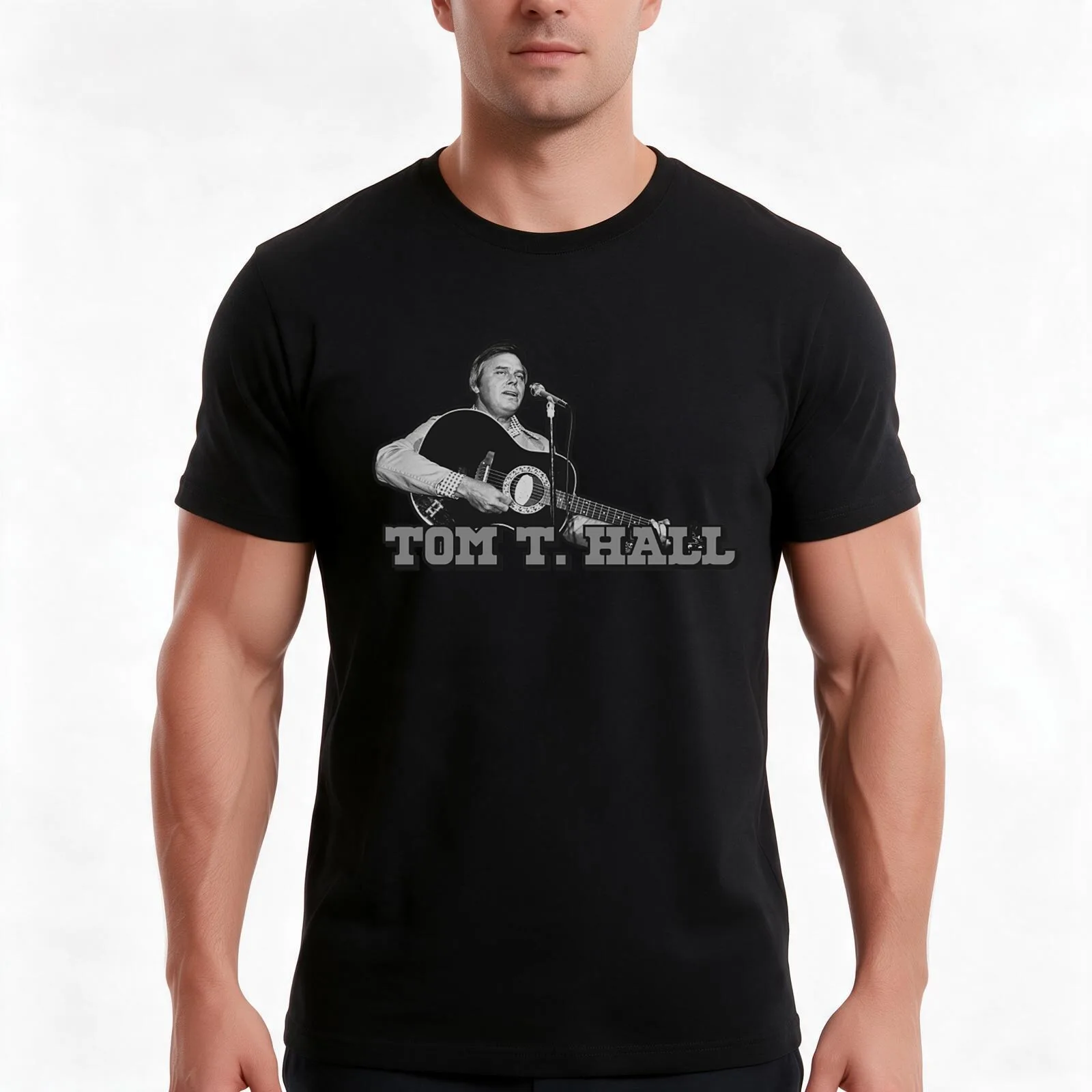 Tom T. Hall T-Shirt, Summer Casual Cotton Tee, Oversized Streetwear Tops, Vintage Graphic Print, Loose Fit Short Sleeve