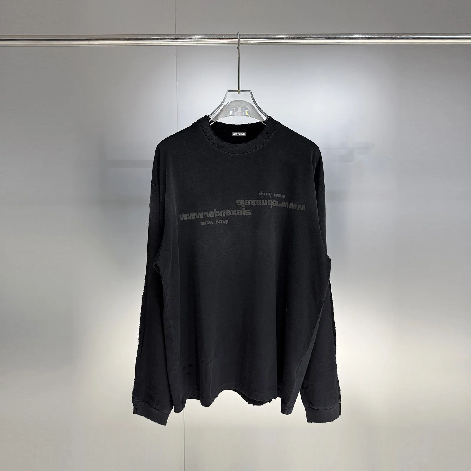 Washed Vintage Long Sleeve T-Shirt Men's Loose Fit Autumn Winter Cotton Crew Neck Print Tee Comfortable Breathable Anti-Pilling
