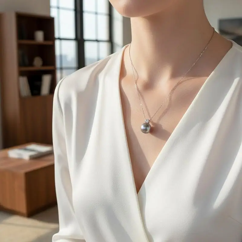 Single Pearl Pendant Necklace Tarnish Free Elegant Minimalist for Women Wedding Guest Wear Daily Use Gift